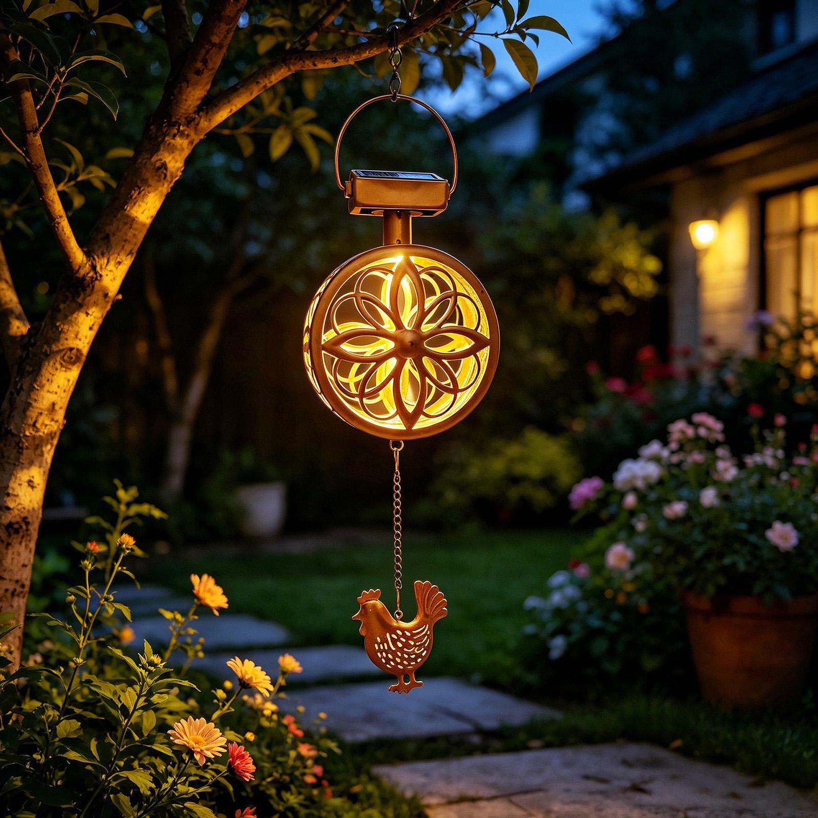 Outdoor Lighting Yellow - Solar Outdoor Hanging Pendant Light Iron