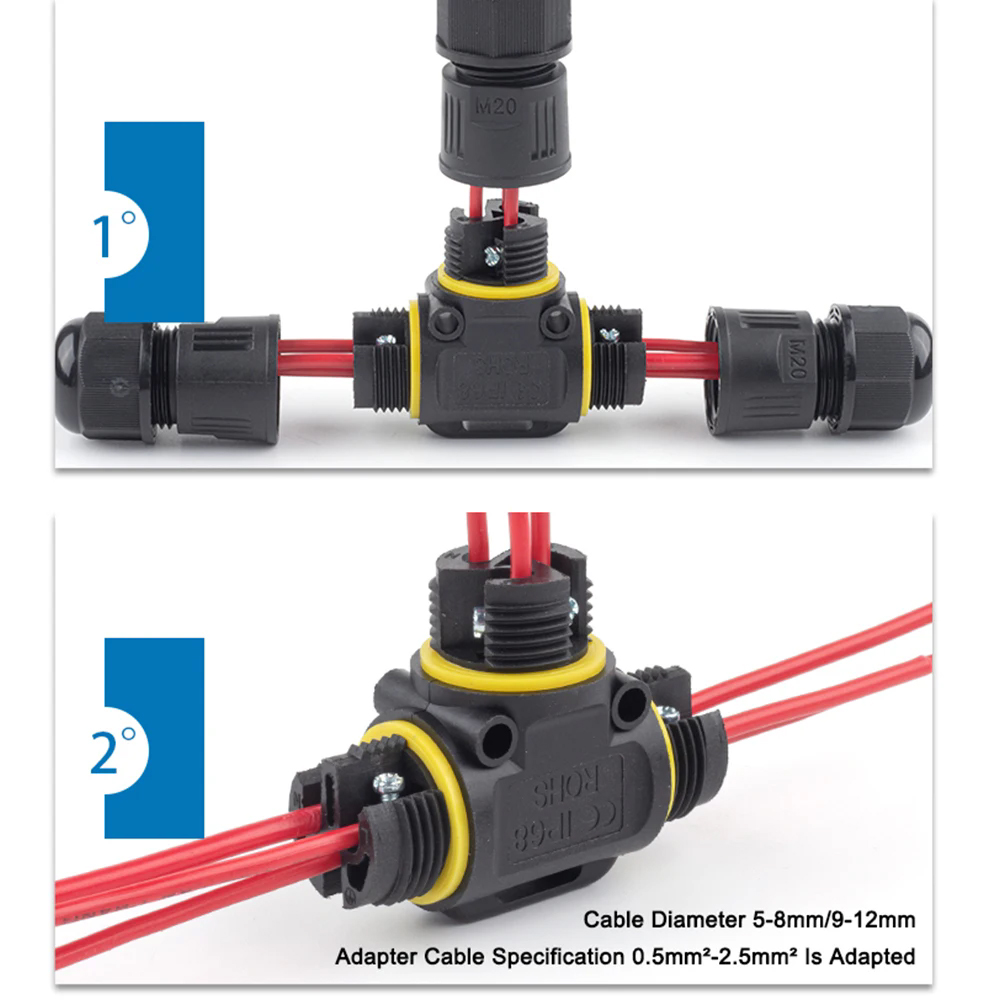 Outdoor Lighting Junction - IP68 Outdoor Waterproof Electrical Cable Connector
