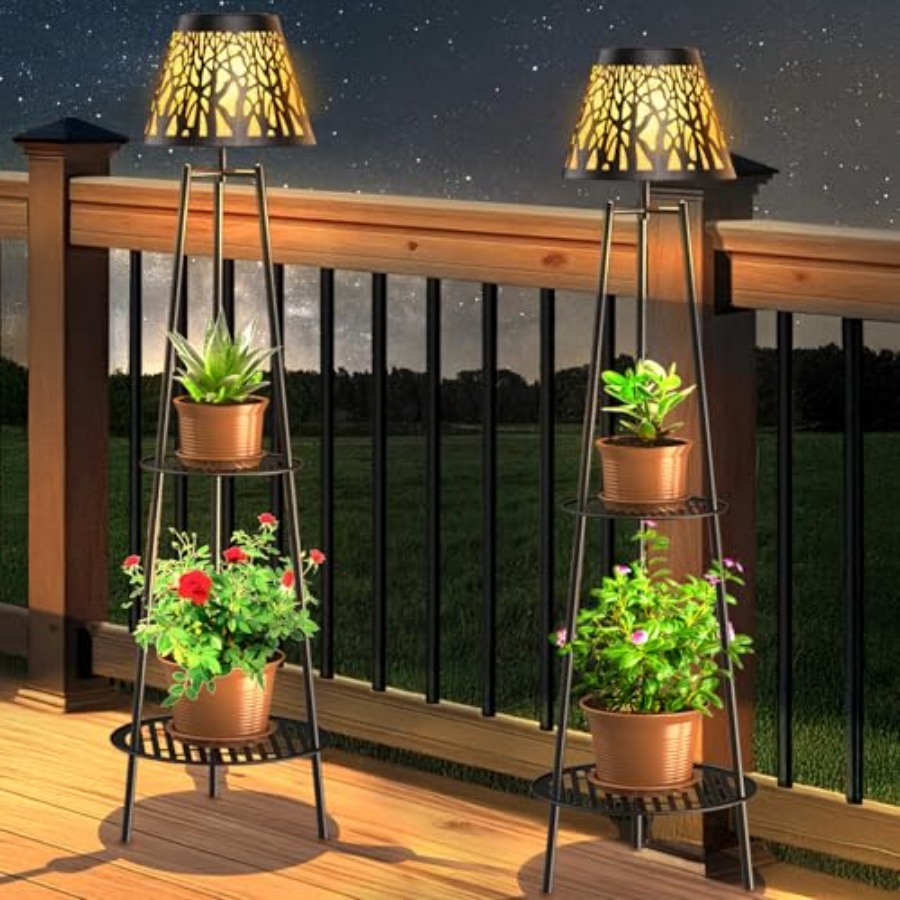 Outdoor Lighting Lamp - 2 Pack Outdoor Solar Floor Lamp