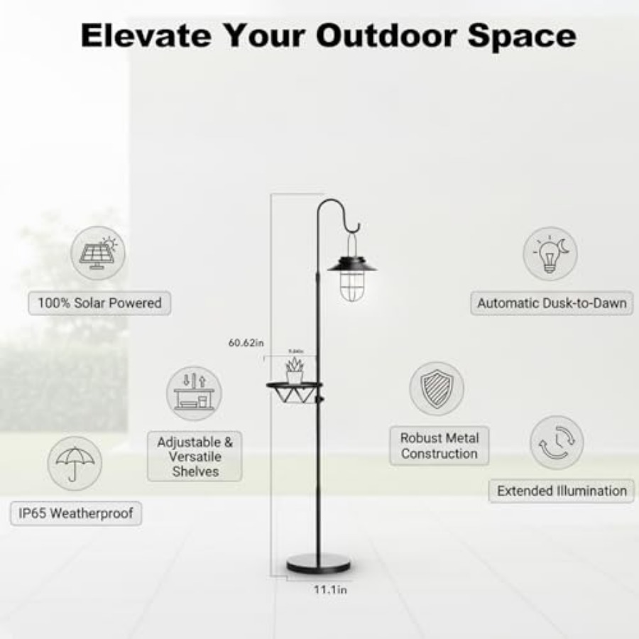 Solar Floor Lamp with Table, 6 - Outdoor Lighting Lamp recension och pris