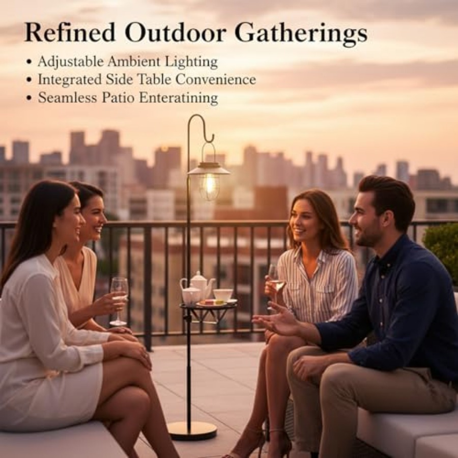 Solar Floor Lamp with Table, 6 - Outdoor Lighting Lamp recension och pris