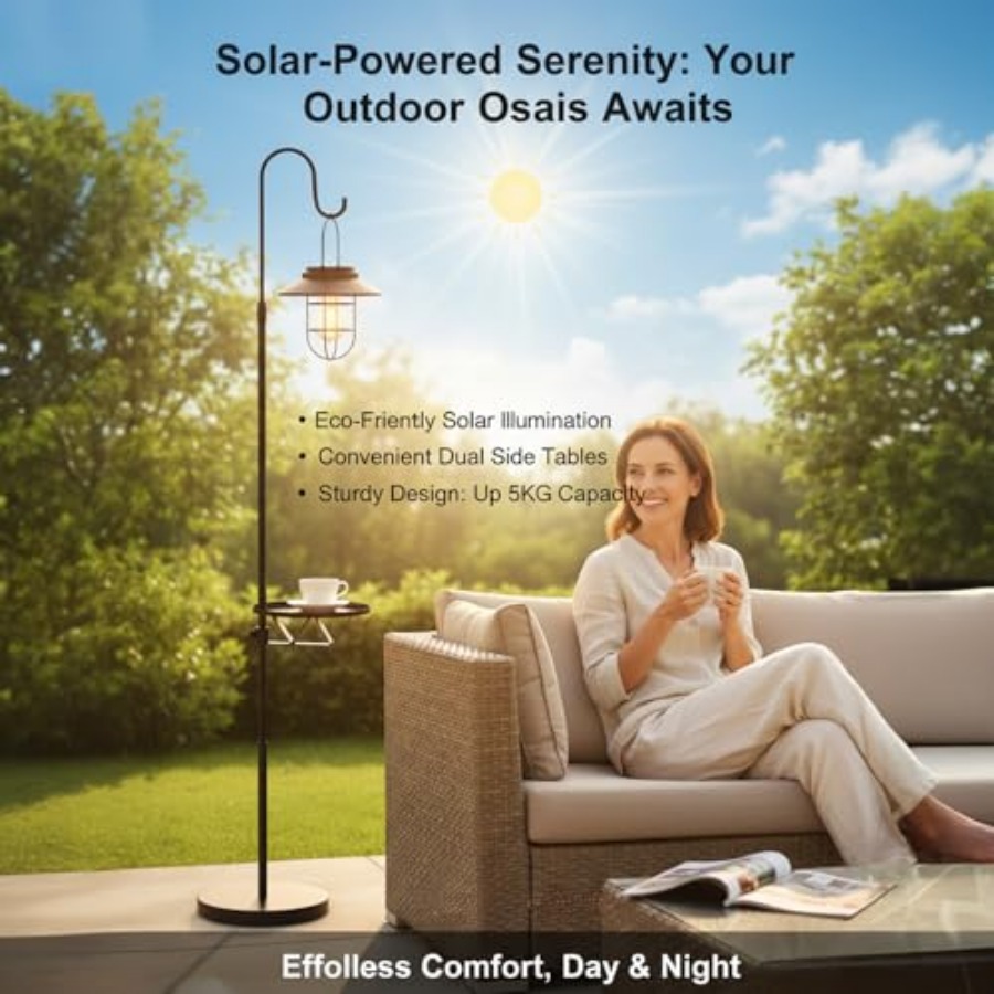 Solar Floor Lamp with Table, 6 - Outdoor Lighting Lamp recension och pris