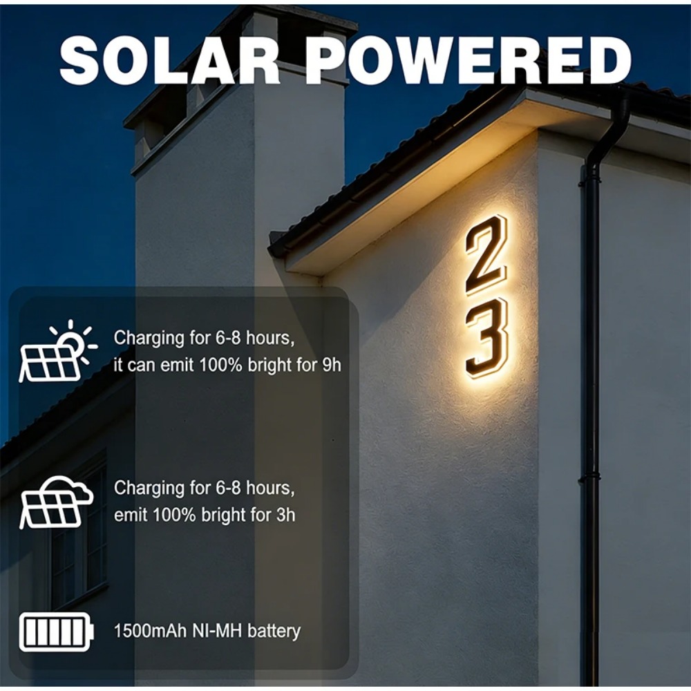 New Solar Address Sign LED Hou - Outdoor Lighting On House recension och pris