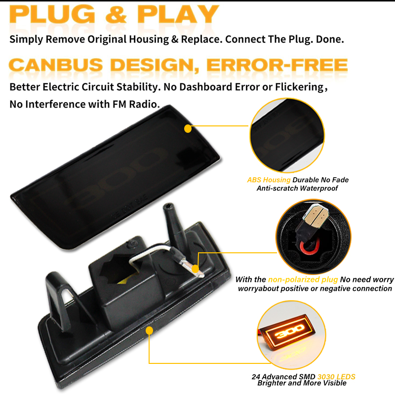 2PCS LED Side Marker Light Amb - Outdoor Lighting Yellow recension och pris