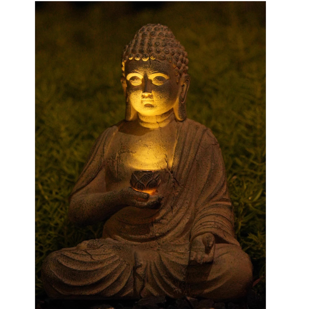 Resin Solar Buddha Statue Scul - Outdoor Lighting Japanese recension och pris