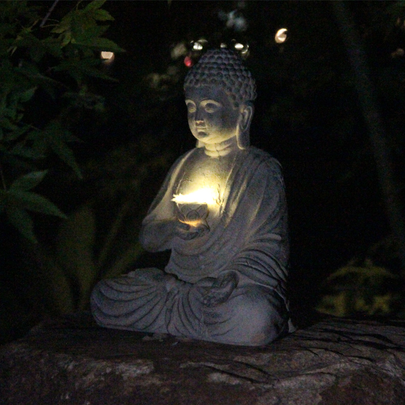 Resin Solar Buddha Statue Scul - Outdoor Lighting Japanese recension och pris