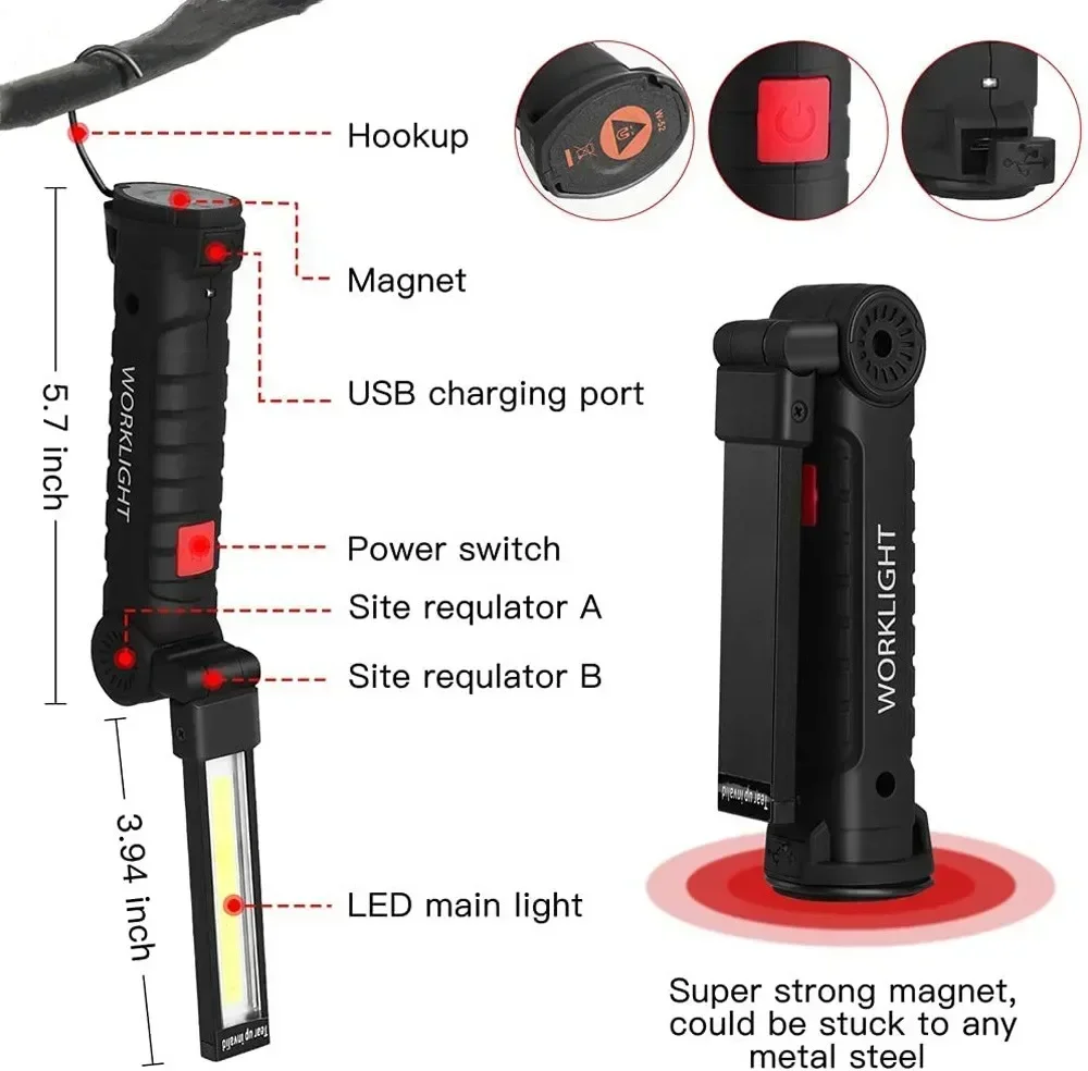 LED COB Flashlight USB Recharg - Outdoor Lighting Panel recension och pris